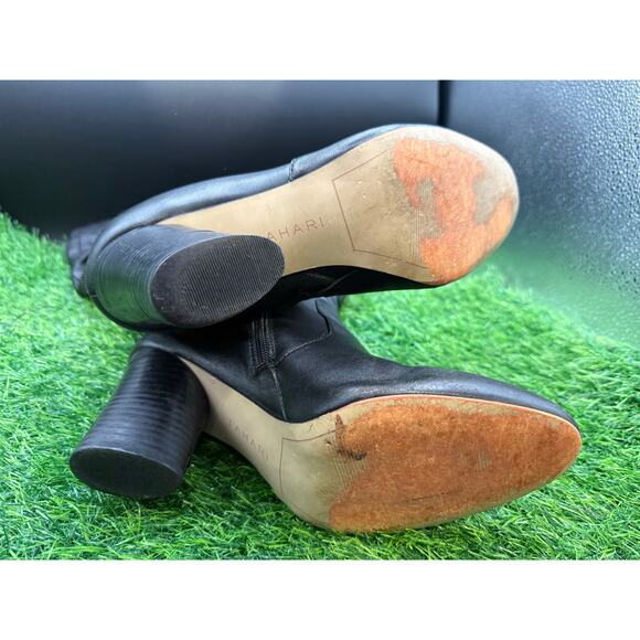 Tahari-Black-Leather-Tall- Heeled Boots-Size 9.5W - Picture 8 of 10
